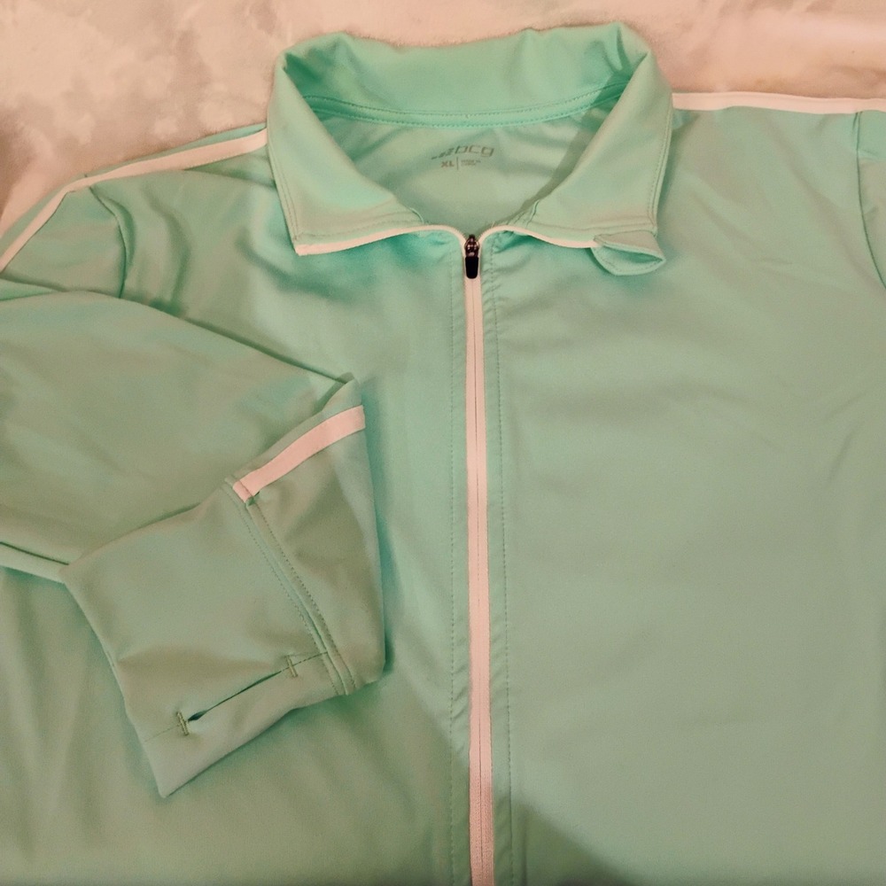 BCG Womens XL Mint Green Full Zip Track Jacket Thumbhole Cuffs